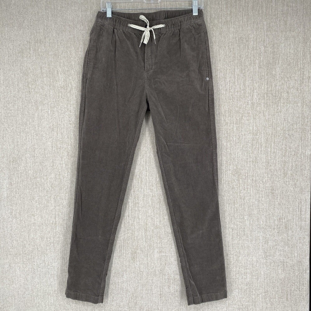 Vuori Optimist Corduroy Pants Mens S Grey Elastic Waist Drawstring Stretch V440